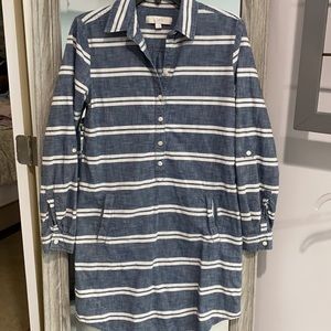 LOFT | Nautical Chambray Long Sleeve Striped Dress